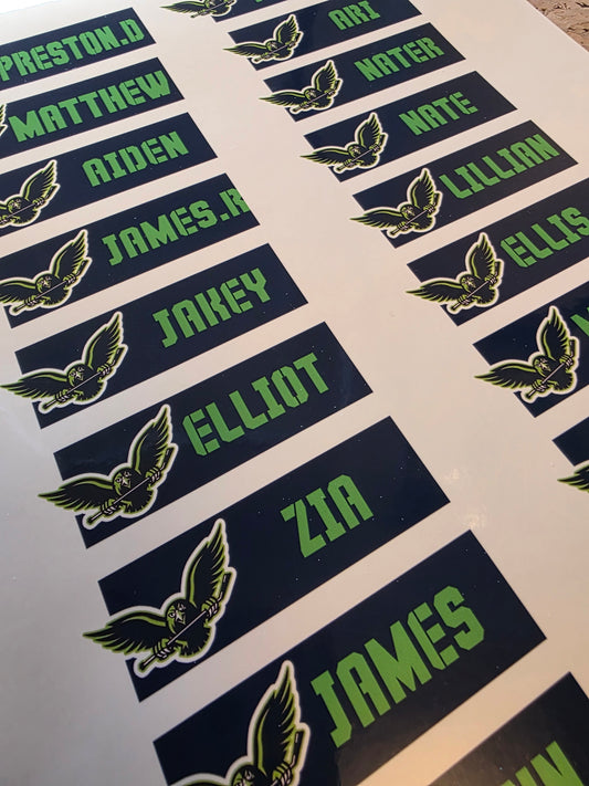 Helmet Player Name Stickers